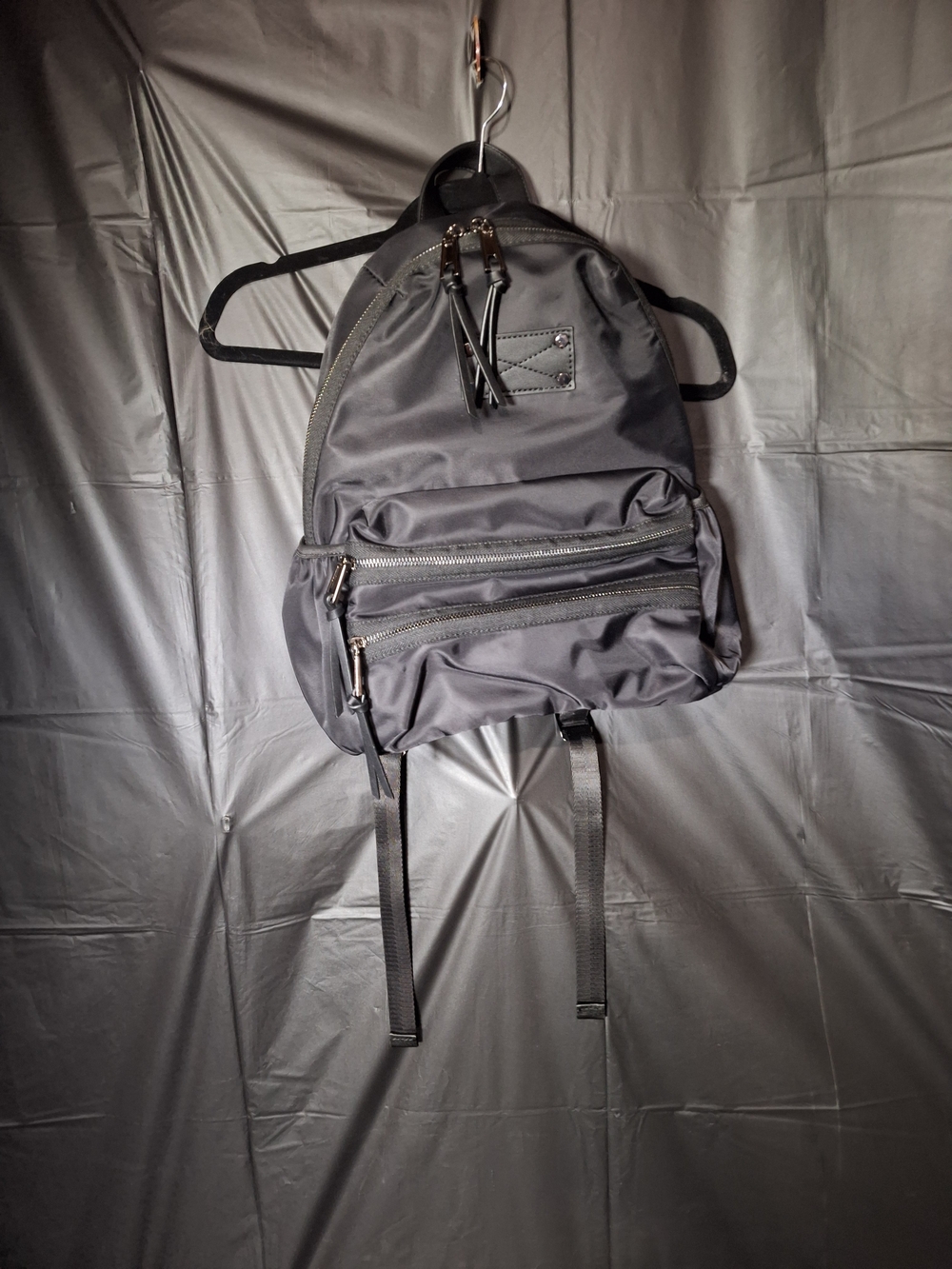 ALDO Classic Black Nylon Backpack with Front Zip Pockets